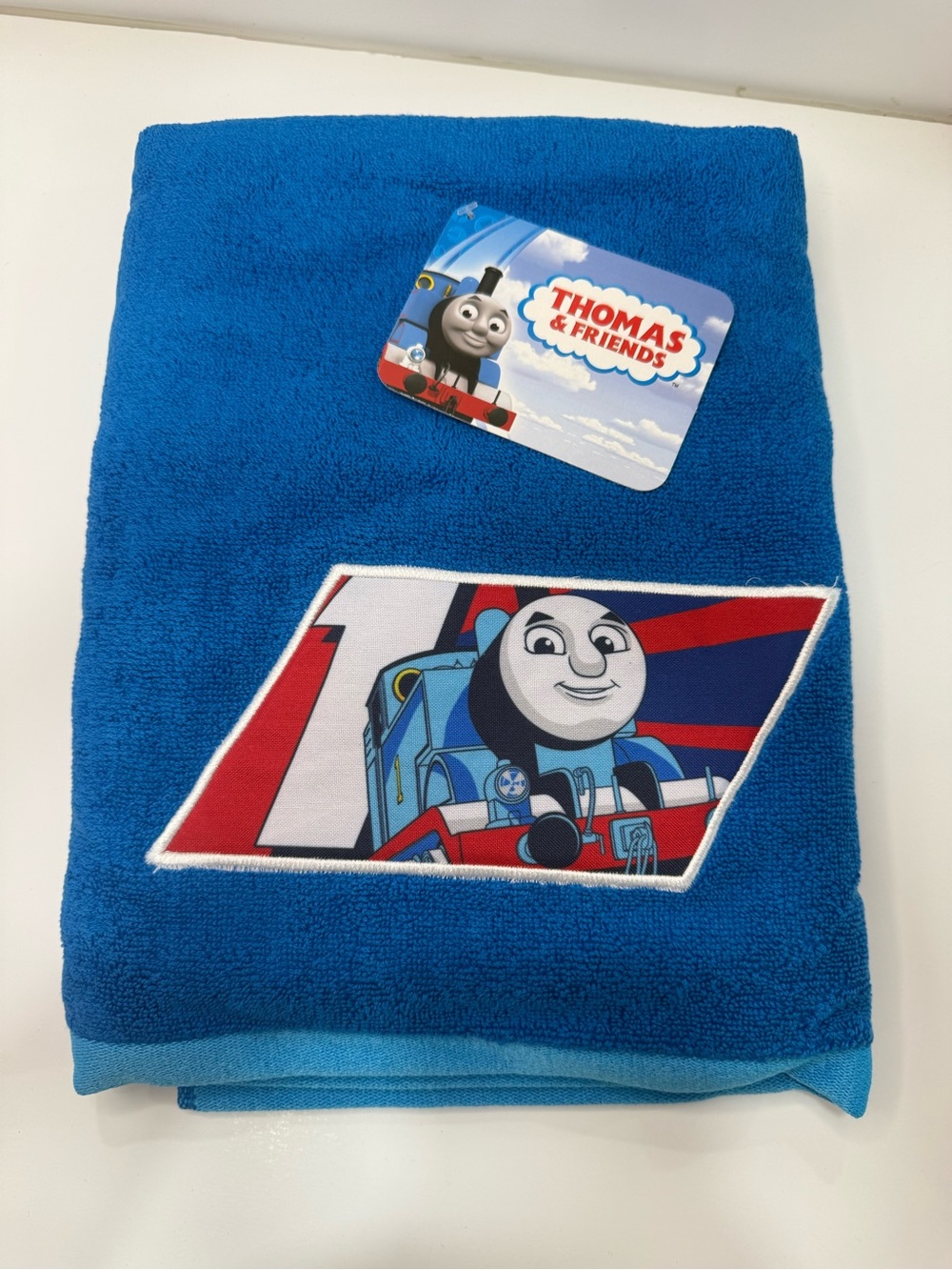 Thomas & Friends Bright Blue Bath Towel with Yellow Logo Accents